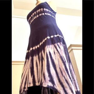 EUC M Marc New York Tie-Dye Blue White High Low Maxi Dress